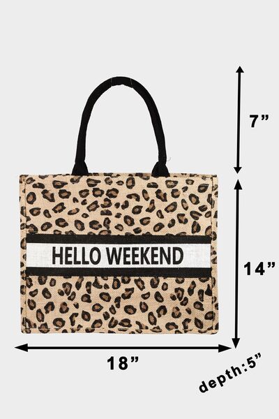 Explore More Collection - Fame Letter Graphic Leopard Tote Bag