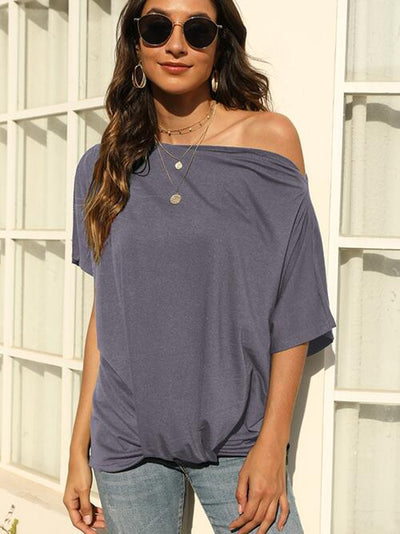 Explore More Collection - One Shoulder Short Sleeve T-Shirt