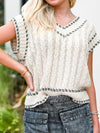 Explore More Collection - Cable-Knit Cap Sleeve Sweater Vest