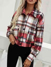 Explore More Collection - Plaid Collared Neck Button Down Jacket