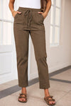 Explore More Collection - Drawstring Straight Pants with Pockets