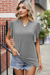 Explore More Collection - Ruffled Notched Cap Sleeve T-Shirt