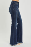 Explore More Collection - RISEN High Waist Raw Hem Flare Jeans