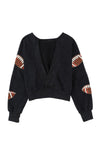 Explore More Collection - Sequin Football Patch Open Back Sweatshirt