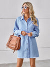 Explore More Collection - Raw Hem Button Up Denim Dress