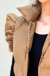 Explore More Collection - Ruffled Snap Down Mock Neck Vest Coat