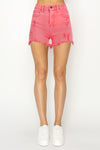 Explore More Collection - RISEN High Waist Frayed Hem Denim Shorts