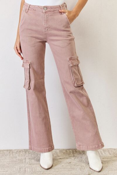 Explore More Collection - RISEN Full Size High Rise Cargo Wide Leg Jeans