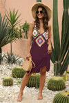 Explore More Collection - Geometric V-Neck Spaghetti Strap Cover Up Dress