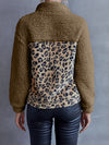 Explore More Collection - Leopard Quarter-Snap Teddy Sweatshirt