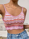 Explore More Collection - Openwork Striped Scoop Neck Cami