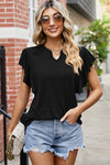 Explore More Collection - Ruffled Notched Cap Sleeve T-Shirt