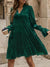 Explore More Collection - Notched Long Sleeve Tiered Dress