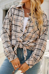 Explore More Collection - Plaid Pocketed Button Up Long Sleeve Shirt