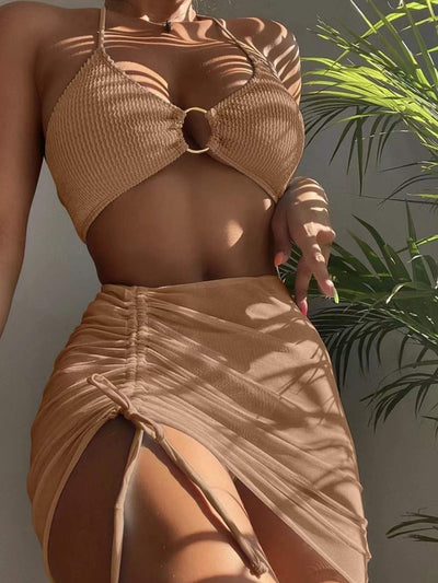 Explore More  Collection - Tied Halter Neck Three-Piece Swim Set