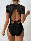 Explore More Collection - Lace Backless Round Neck Bodysuit