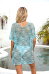 Explore More Collection - Openwork V-Neck Half Sleeve Cover Up