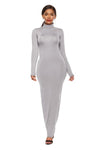 Explore More Collection - Mock Neck Long Sleeve Maxi Slim Dress