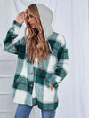 Explore More Collection - Plaid Hooded Jacket with Pockets