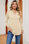 Explore More Collection - Notched Lantern Sleeve T-Shirt