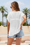 Explore More Collection - Double Take Openwork Round Neck Short Sleeve Knit Cover Up