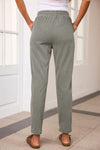 Explore More Collection - Drawstring Straight Pants with Pockets