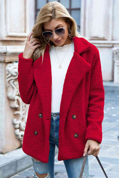 Explore More Collection - Full Size Lapel Collar Sherpa Coat