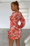 Explore More Collection - Floral Cutout Long Sleeve Mini Dress