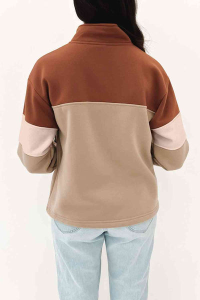 Explore More Collection - Half Zip Up Sweatshirt with Front Pocket