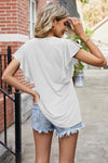 Explore More Collection - Ruffled Notched Cap Sleeve T-Shirt