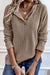 Explore More Collection - Ribbed Half Button Long Sleeve Knit Top