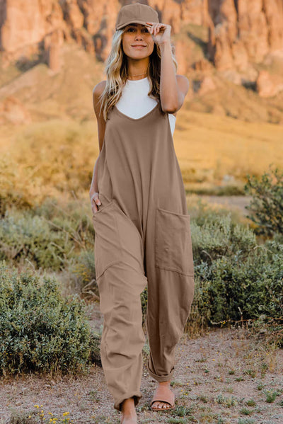 Explore More Collection - V-Neck Sleeveless Jumpsuit with Pocket