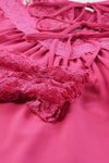 Explore More Collection - Lace Detail Mock Neck Flounce Sleeve Blouse