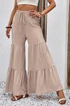 Explore More Collection - Drawstring Waist Tiered Flare Culottes