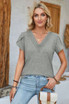 Explore More Collection - V-Neck Petal Sleeve T-Shirt