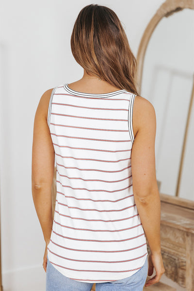 Explore More Collection - Striped Buttoned Tank