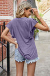 Explore More Collection - Ruffled Notched Cap Sleeve T-Shirt