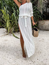 Explore More Collection - Slit Openwork Single Shoulder Knit Dress