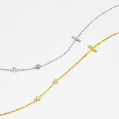 Explore More Collection - Zircon 925 Sterling Silver Cross Necklace