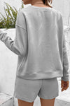 Explore More Collection - Ribbed Drop Shoulder Sweatshirt and Shorts Set