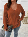 Explore More Collection - Plus Size V-Neck Long Sleeve T-Shirt