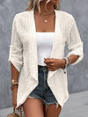 Explore More Collection - Eyelet Roll-Tab Sleeve Cardigan