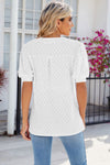 Explore More Collection - Eyelet Notched Puff Sleeve T-Shirt