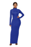 Explore More Collection - Mock Neck Long Sleeve Maxi Slim Dress