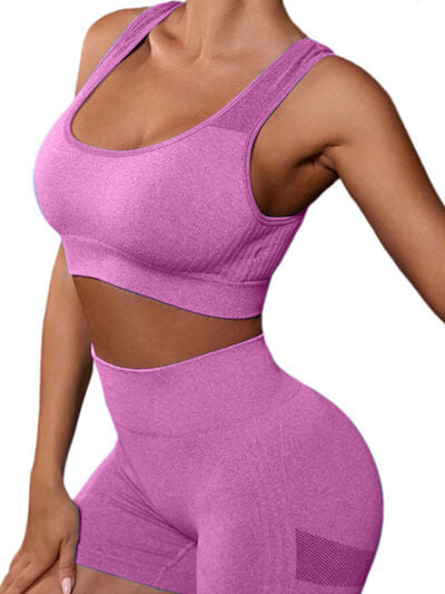 Explore More Collection - Cutout Scoop Neck Tank and Shorts Active Set
