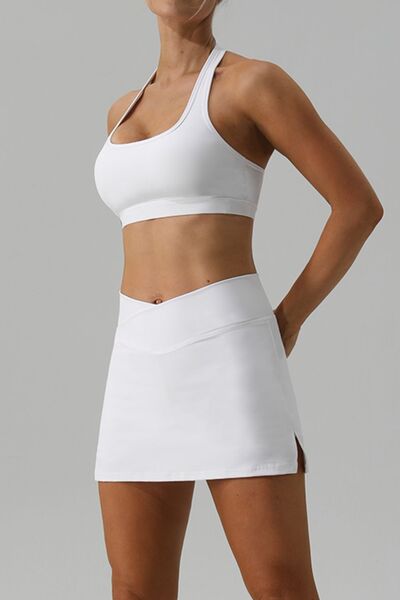 Explore More Collection - Halter Neck Tank and Slit Skirt Active Set