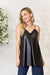 Explore More Collection - Heimish Full Size Faux Leather Lace Trim Cami