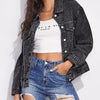 Explore More Collection - Collared Neck Dropped Shoulder Button-Down Denim Jacket