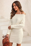 Explore More Collection - Cable-Knit Boat Neck Sweater Dress