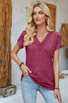 Explore More Collection - V-Neck Petal Sleeve T-Shirt